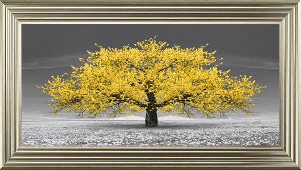 Glass Wall Art - Cherry Blossom Tree - Yellow