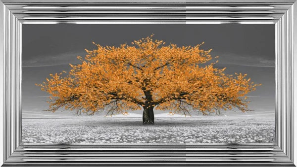Glass Wall Art - Cherry Blossom Tree - Orange