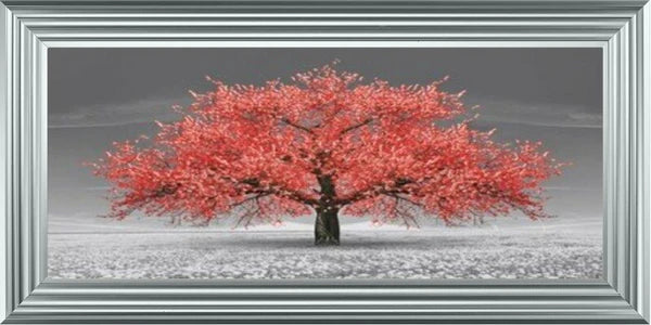 Glass Wall Art - Cherry Blossom Tree - Red