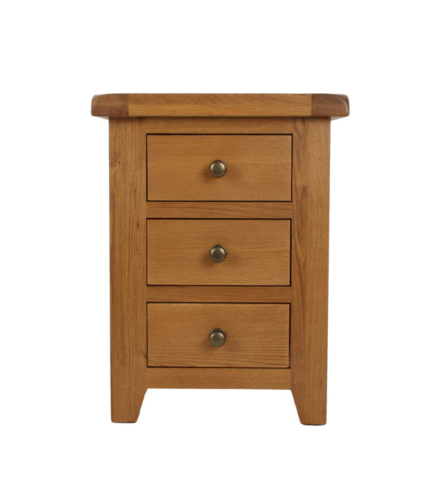 Furniture - Oak - 3 Drawer Bedside - Torino