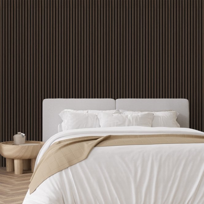 Acoustic Slat Wall - Dark Oak Decorative Acoustic Slat Wall Panel