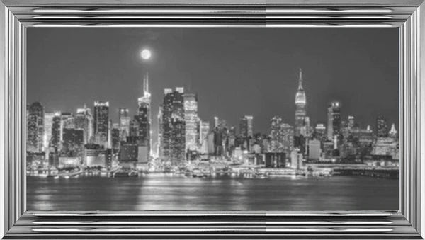 Glass Wall Art - Skyline Of New York - Black and White