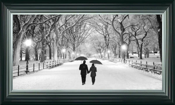 Glass Wall Art - Romantic Stroll - Black and White