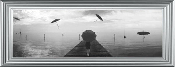 Glass Wall Art - Umbrellas - Black and White
