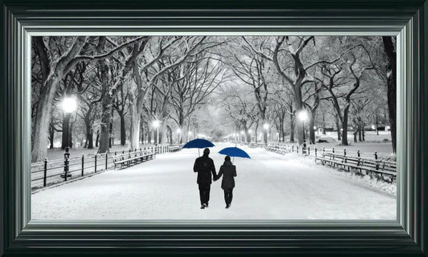 Glass Wall Art - Romantic Stroll - Blue