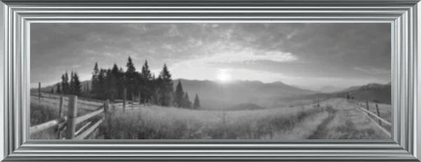 Glass Wall Art - Sunset On An Autumn Evening - Black and White