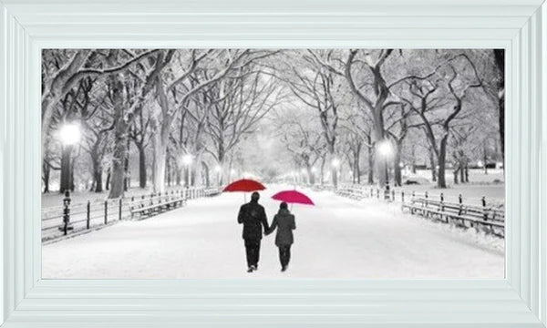 Glass Wall Art - Romantic Stroll - Pink/Red
