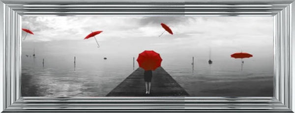 Glass Wall Art - Red Umbrellas