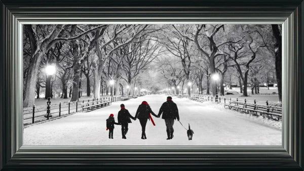 Glass Wall Art - A Walk In The Park - Red