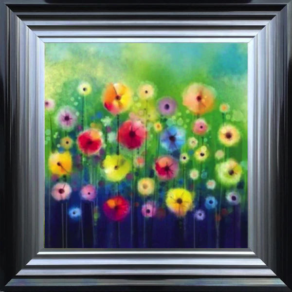 Glass Wall Art - Multicoloured Poppies