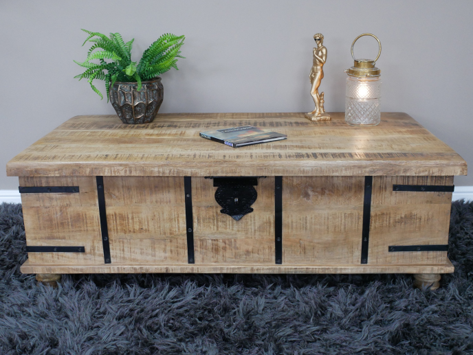 Special Offer - Storage - Large trunk / coffee table made from iron and mango wood