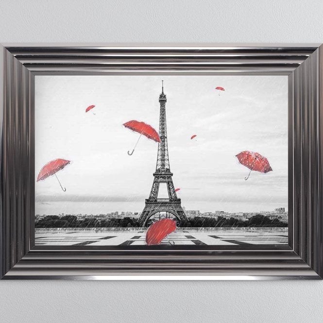 Umbrellas At The Eiffel Tower - Red