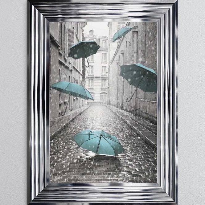 Umbrellas On The Street - Teal