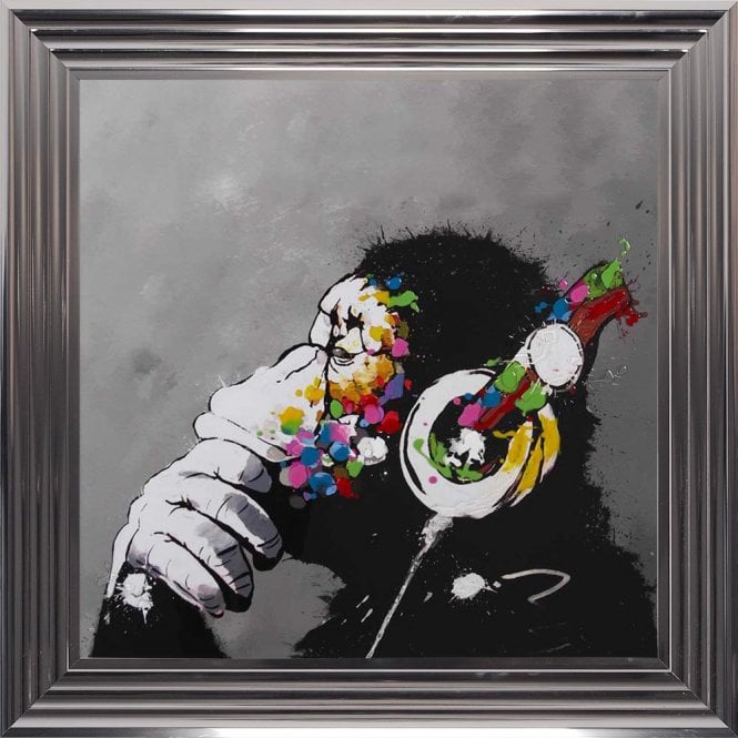 Thinking Monkey Wearing Headphones