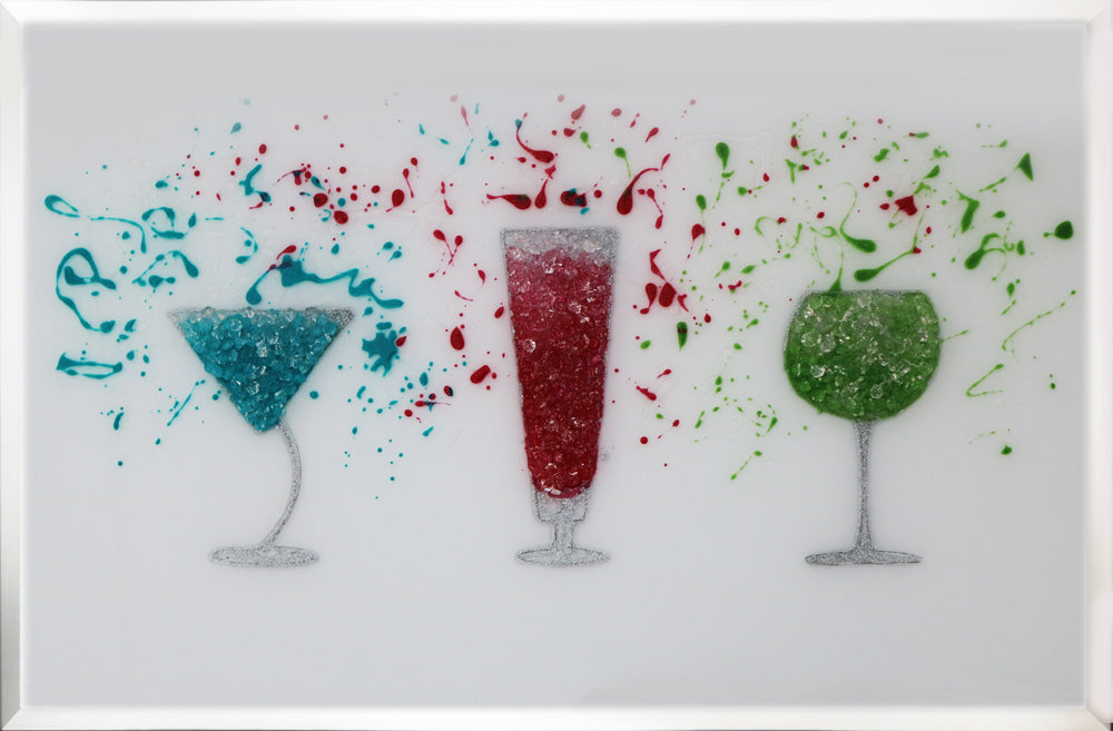 Cocktail - Blue Red Green Cocktail Glasses on White