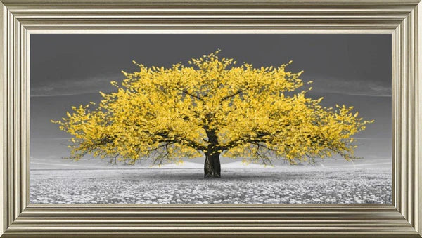Glass Wall Art  -  Cherry Blossom Tree - Yellow