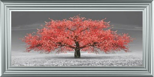 Glass Wall Art  -   Cherry Blossom Tree - Red