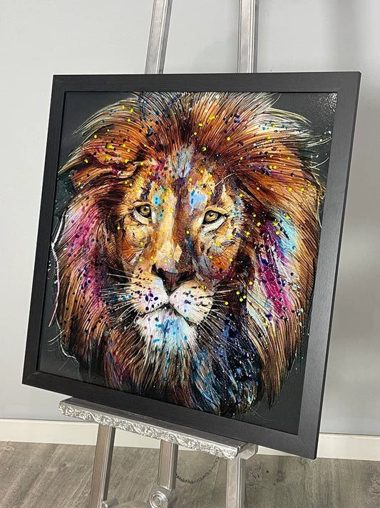 Over Varnish  -  Colourful Lion Portrait