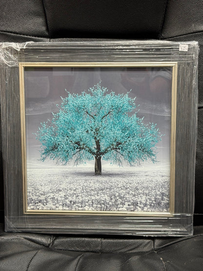 Glass Wall Art - Cherry Tree (Teal)
