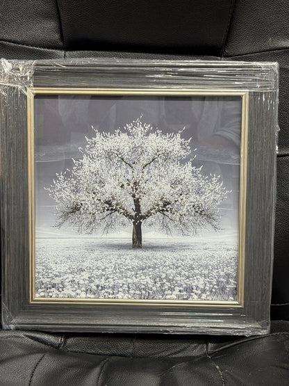 Glass Wall Art - Mini Cherry Tree  (White)
