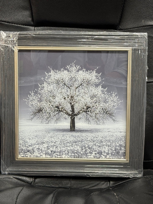 Glass Wall Art - Cherry Tree  (White)