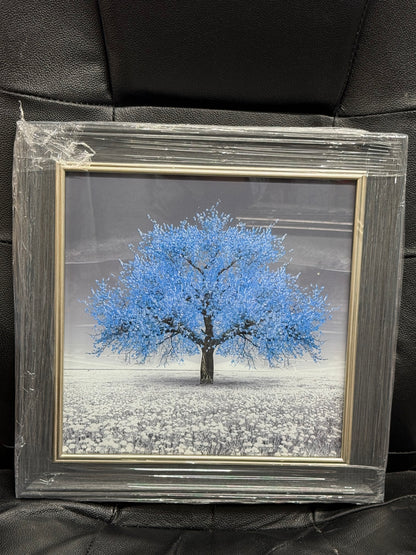 Glass Wall Art - Mini Cherry Tree  (Blue)