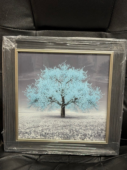 Glass Wall Art - Mini Cherry Tree (Light Blue)