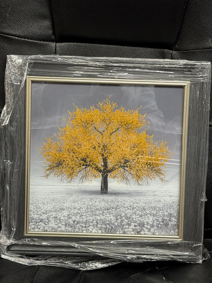 Glass Wall Art - Mini Cherry Tree  (Mustard)