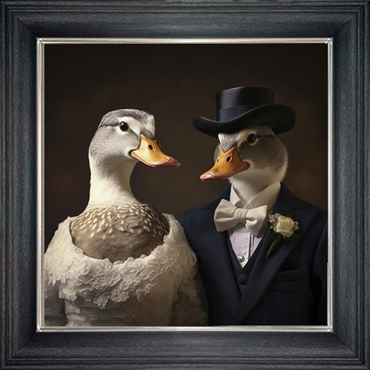 Glass Wall Art  -  Wedding Day Ducks