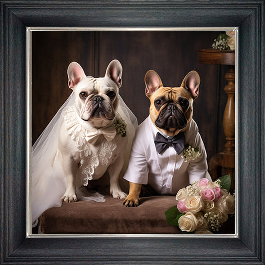 Glass Wall Art  -  Wedding Day French Bulldogs