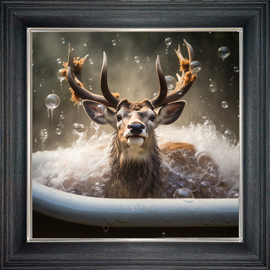 Glass Wall Art  -  Bubble Bath Stag