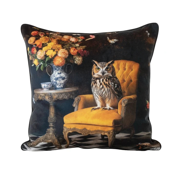Stately Range Cushion  -  Curiosity Owl