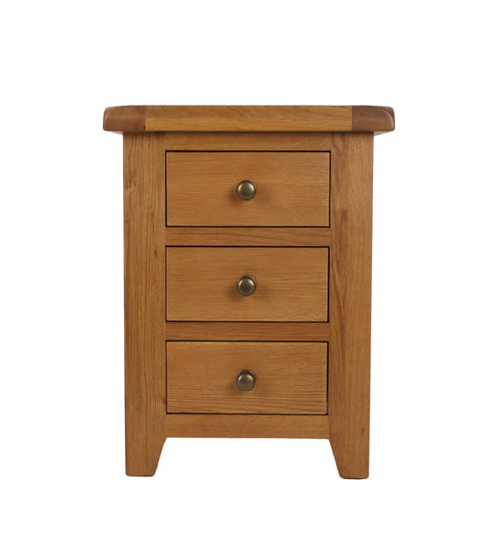 Furniture  -  Oak  - 3 Drawer Bedside  -  Torino