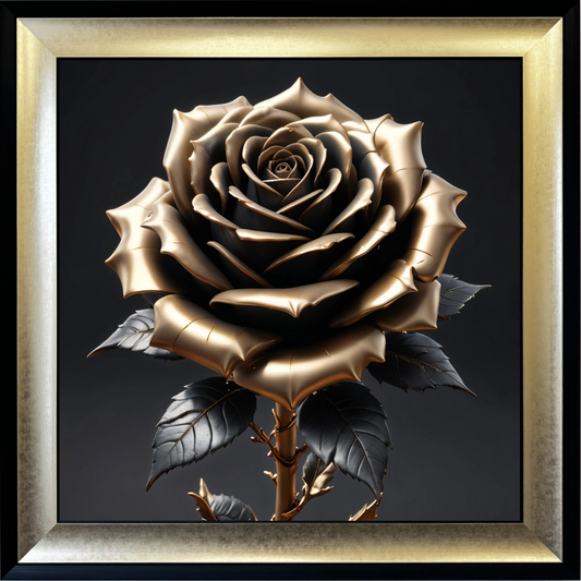 Black & Gold Rose Floral Wall Art