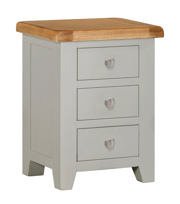 Furniture  -  Oak  - 3 Drawer Bedside  -  Lucca
