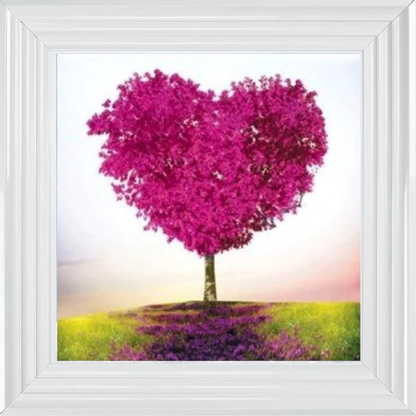 Glass Wall Art  -  Tree - Pink Tree Of Love