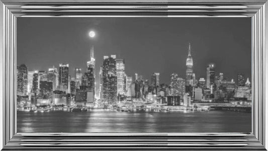 Glass Wall Art  -  Skyline Of New York - Black and White