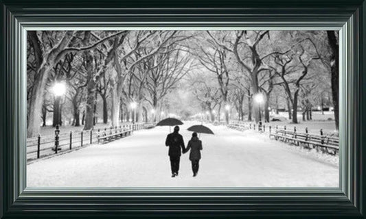 Glass Wall Art  -  Romantic Stroll - Black and White