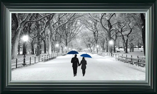 Glass Wall Art  -  Romantic Stroll - Blue