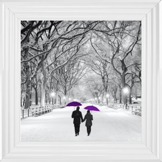 Glass Wall Art  -  Romantic Stroll - Purple