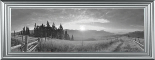 Glass Wall Art  -  Sunset On An Autumn Evening - Black and White