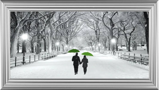 Glass Wall Art  -  Romantic Stroll - Green