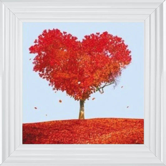 Glass Wall Art  -  Tree - Red Tree Of Love