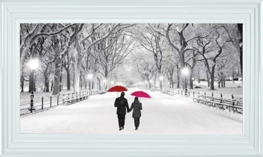 Glass Wall Art  -  Romantic Stroll - Pink/Red