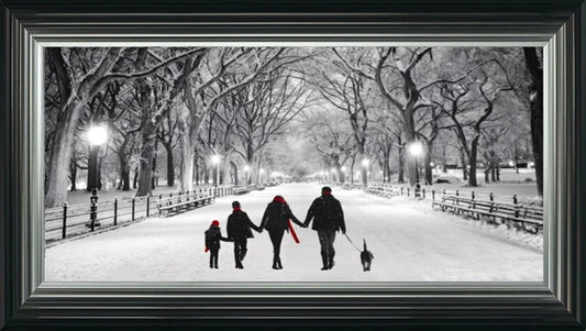 Glass Wall Art  -  A Walk In The Park - Red