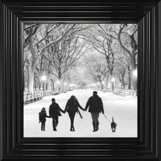 Glass Wall Art  -  A Walk In The Park - Black and White