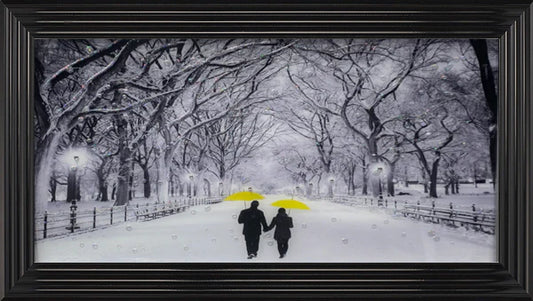 Glass Wall Art  -  Romantic Stroll - Yellow