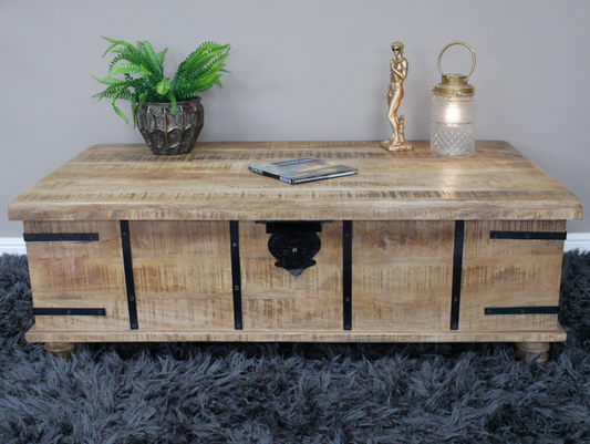 Special Offer  -  Storage  -  Large trunk / coffee table  made from iron and mango wood