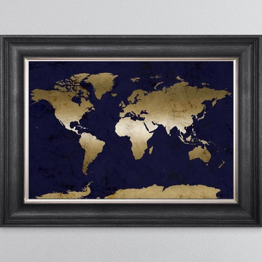 Navy And Gold Marble Map